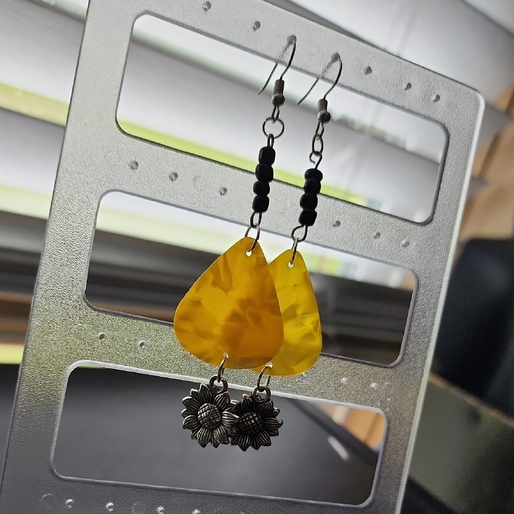 Hand-made Yellow Floral Drop Earrings